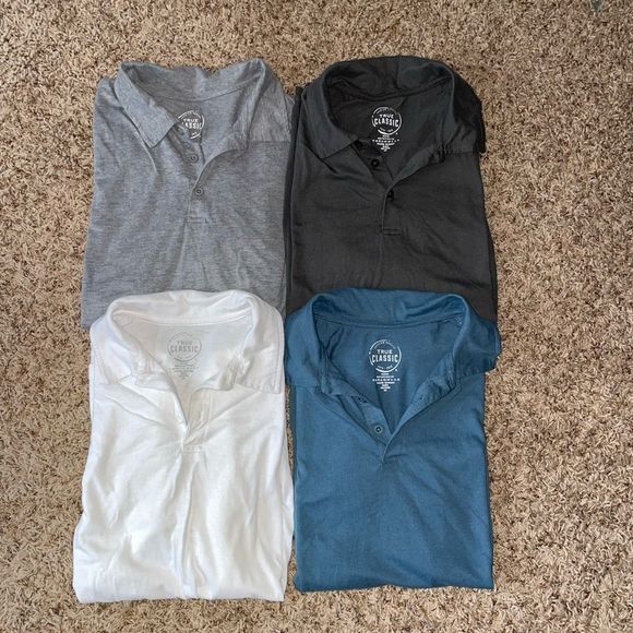 Lot of 4 True Classic Men’s Polos size medium, gray blue white - Picture 1 of 10